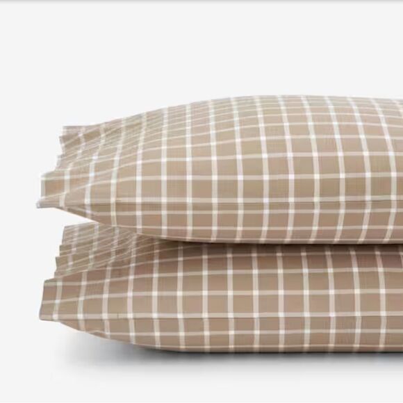 The Company Store
Windowpane Yard-Dyed Taupe Percale King Pillowcase (Set of 2) - Picture 2 of 5